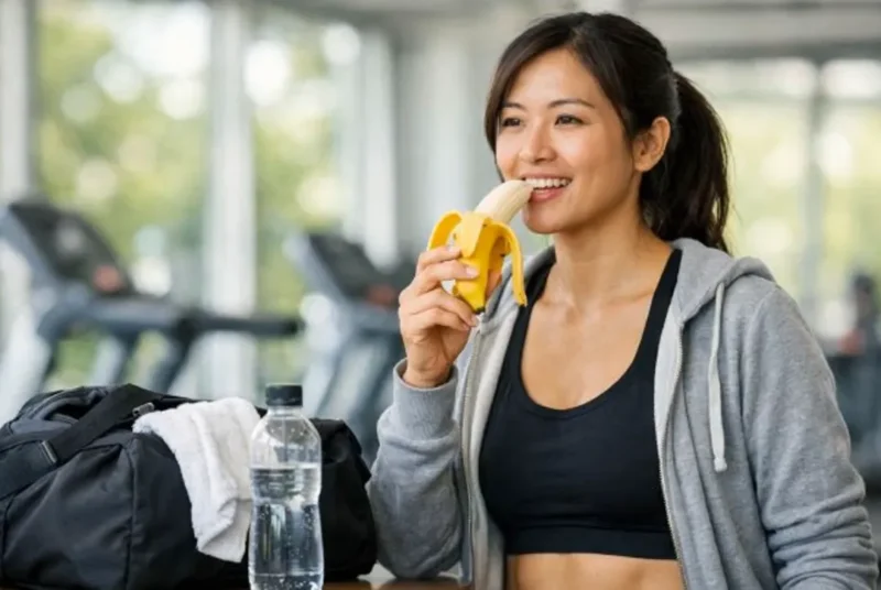 Ilustrasi seorang wanita sedang makan pisang. (Foto: Website Alodokter)