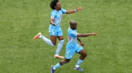 Penyerang RD Kongo, Yoane Wissa usai mencetak gol ke gawang Portugal. (Foto: FIFA.com)