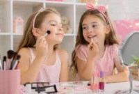 Ilustrasi anak memakai make up. (Foto: AI Generate)