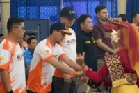 Anggota DPRD Provinsi Sumbar Irsyad Syafar saat menghadiri pembukaan Kejurprov Tenis Meja se-Sumbar 2026 di Hall SMKN 2 Payakumbuh. 
