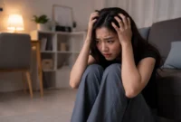 Ilustrasi wanita mengalami anxiety. (Foto: AI Generate)