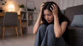 Ilustrasi wanita mengalami anxiety. (Foto: AI Generate)