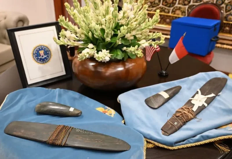 Artefak budaya Indonesia yang sebelumnya diselundupkan ke Amerika Serikat. (Foto: BPMI Setpres)