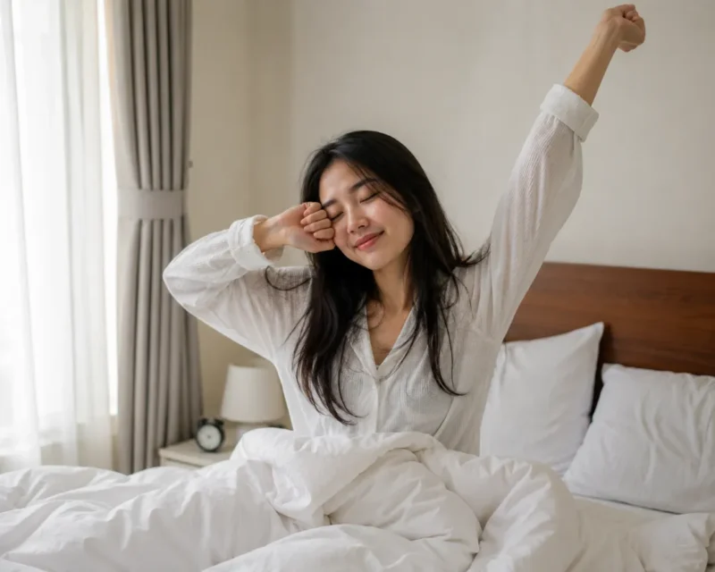 Ilustrasi bangun tidur. (Foto: AI Generate)