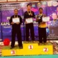Bripda Fransisco Stevanola dari Satbrimob Polda Sumbar meraih medali emas dan predikat Pesilat Terbaik di Pekanbaru. (Foto: Polda Sumbar)