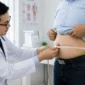 Ilustrasi dokter mengukur lingkar perut pasien. (Foto: AI Generate)