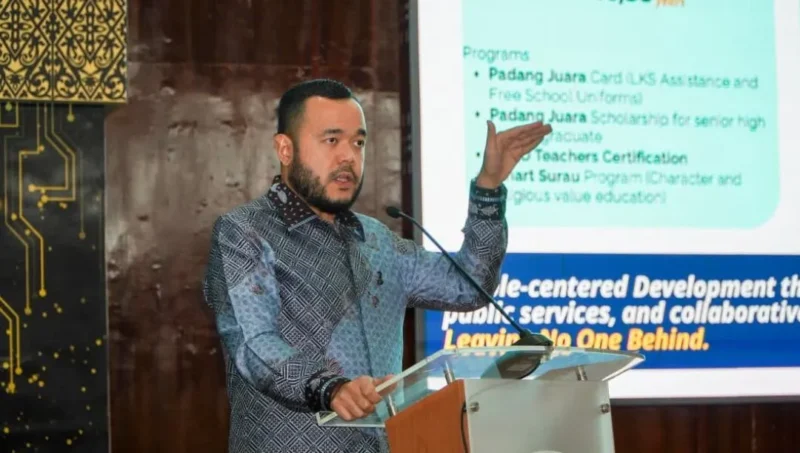 Wali Kota Padang Fadly Amran menjadi keynote speaker pada Konferensi ICSSD-SEA 2026 di Convention Hall Unand, Selasa (14/7/2026). (Foto: Pemko Padang)