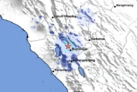 Wilayah Bukittinggi, Sumatera Barat, diguncang gempa bumi tektonik, Sabtu siang (18/7/2026) pukul 11.58 WIB. 