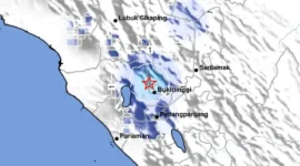 Wilayah Bukittinggi, Sumatera Barat, diguncang gempa bumi tektonik, Sabtu siang (18/7/2026) pukul 11.58 WIB. 