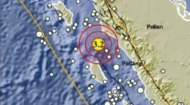 Gempa magnitudo 3,2 mengguncang barat Pasaman Barat pada Senin (13/7/2026) pukul 01.53 WIB. (Foto: BMKG)