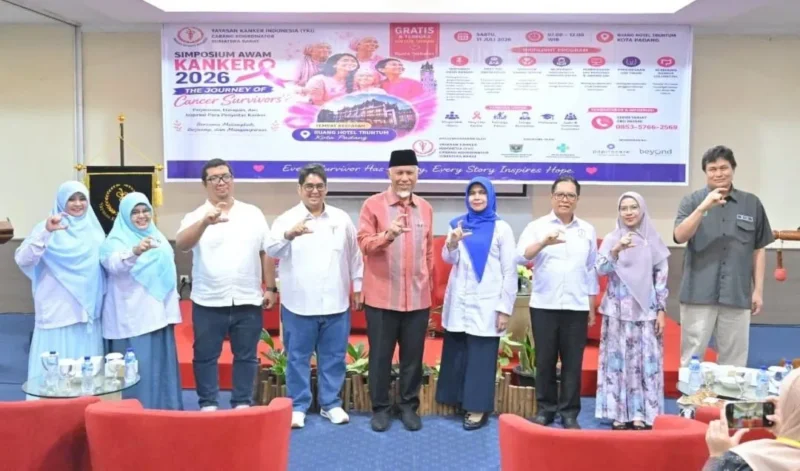 Pernyataan itu disampaikan Gubernur Sumbar Mahyeldi saat membuka Simposium Awam Kanker 2026 di Hotel Truntum Padang, Sabtu (11/7/2026). (Foto: ADPSB)