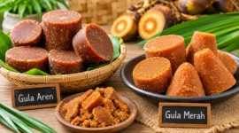 Ilustrasi gula aren dan gula merah. (Foto: AI Generate)