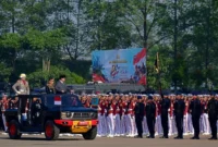 Presiden Prabowo Subianto saat Upacara Peringatan ke-80 Hari Bhayangkara Tahun 2026 di Lapangan Satuan Latihan Korbrimob, Cikeas, Kabupaten Bogor, Rabu (1/7/2026). (Foto: BPMI Setpres)