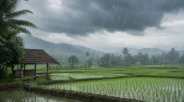 Ilustrasi hujan lebat. (Foto: AI Generate)

