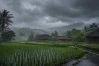 Ilustrasi hujan lebat. (Foto: AI Generate)