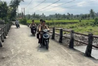 Pemkab Padang Pariaman memfungsikan kembali jembatan darurat di Nagari Anduriang. (Foto: Diskominfo Padang Pariaman)