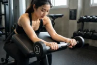 Ilustrasi wanita melakukan latihan wrist roll. (Foto: AI Generate)