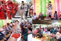 Pemko Pariaman menggelar Makan Bajamba bersama ribuan warga di halaman Balaikota Pariaman, Kamis (2/7/2026). (Foto: Diskominfo Pariaman)