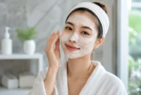 Ilustrasi wanita menggunakan masker wajah. (Foto: AI Generate)