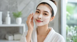 Ilustrasi wanita menggunakan masker wajah. (Foto: AI Generate)