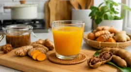 Ilustrasi minuman kunyit asam.(Foto: AI Generate)