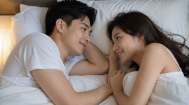 Ilustrasi pasangan di tempat tidur. (Foto: AI Generate)
