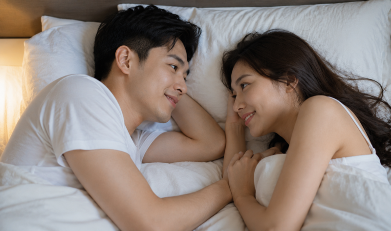 Ilustrasi pasangan di tempat tidur. (Foto: AI Generate)