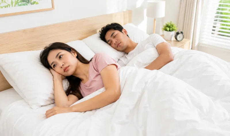 Ilustrasi pasangan di tempat tidur. (Foto: AI Generate)