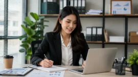 Ilustrasi seorang karyawan sedang bekerja di kantor. (Foto: AI Generate)