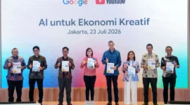 Wamen Ekonomi Kreatif, Irene Umar saat peluncuran AI Economic Impact Report: Building the Future: Shaping Indonesia’s AI Era dalam forum Google & Youtube untuk AI dan Ekonomi Kreatif di Thamrin Nine Ballroom, Jakarta, Kamis (23/7/2026). (Foto: Kementerian Ekraf)