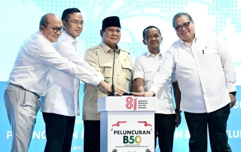 Presiden Prabowo meluncurkan Biodiesel B50 di Rest Area KM 57, Kabupaten Karawang, Jawa Barat, Kamis (9/7/2026). (Foto: BPMI Setpres)