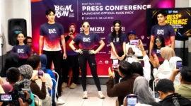 Panitia BOM Run 2026 resmi meluncurkan Official Race Pack di Emado's, Padang, Rabu (8/7/2026). (Foto: Ist)