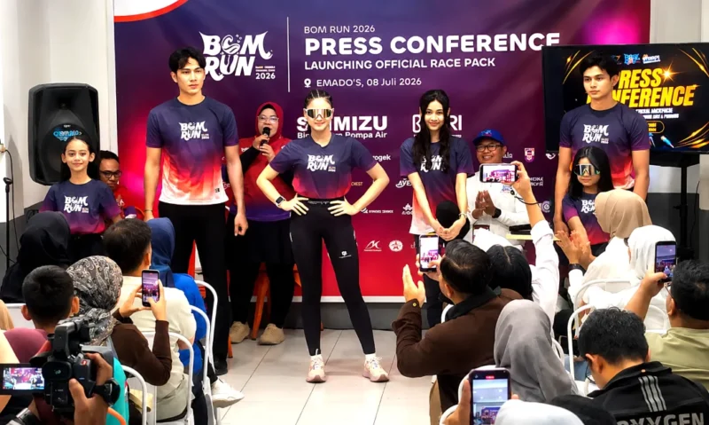 Panitia BOM Run 2026 resmi meluncurkan Official Race Pack di Emado's, Padang, Rabu (8/7/2026). (Foto: Ist)