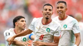 Pemain Maroko merayakan gol ke gawang Kanada. (Foto: FIFA.com)
