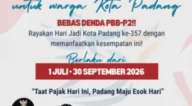Pemko Padang memberikan dispensasi penghapusan denda PBB-P2 mulai 1 Juli hingga 30 September 2026.