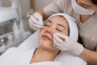 Ilustrasi wanita menjalani perawatan wajah di klinik kecantikan. (Foto: AI Generate)