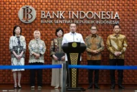 Menteri Sekretaris Negara Prasetyo Hadi dalam konferensi pers terkait pengunduran diri Gubernur BI di Gedung BI, Jakarta Pusat, Senin (27/7/2026). (Foto: Dok. BI)