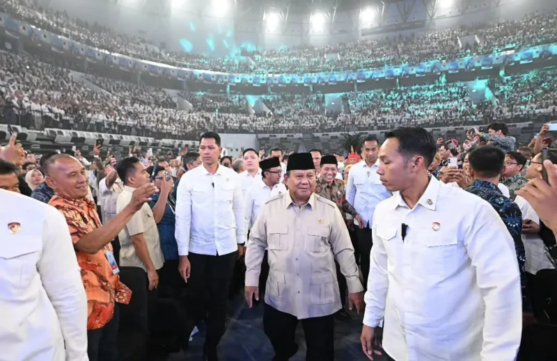 Presiden Prabowo Subianto menghadiri Puncak Peringatan Harkopnas ke-79 di Indonesia Arena, Gelora Bung Karno, Jakarta, Minggu (12/7/2026). (Foto: Setkab RI)