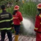 Petugas Damkar Padang melakukan proses pemadaman di area terdampak kebakaran, Rabu sore (15/7/2026). (Foto: Dinas Damkar Padang)