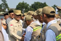 Menhaj Mochamad Irfan Yusuf saat Rakernas Evaluasi Penyelenggaraan Ibadah Haji di Lapangan Makodau, Jakarta, Sabtu (4/7/2026). (Foto: Kemenhaj)