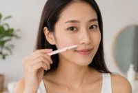 Ilustrasi seorang wanita mencukur kumis. (Foto: AI Generate)