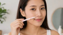 Ilustrasi seorang wanita mencukur kumis. (Foto: AI Generate)