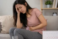 Ilustrasi seorang wanita yang mengalami keluhan saat menstruasi. (Foto: AI Generate)