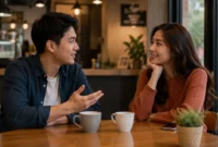 Ilustrasi pasangan terlibat obrolan ringan. (Foto: AI Generate)