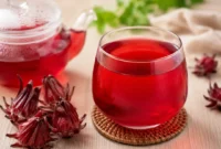 Ilustrasi teh rosella. (Foto: AI Generate)
