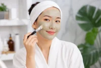 Ilustrasi wanita memakai clay mask. (Foto: AI Generate)