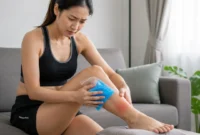 Ilustrasi seorang wanita mengalami cedera kaki. (Foto: AI Generate)