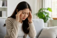Ilustrasi wanita mengalami pusing. Gejala ini dapat muncul akibat berbagai penyebab, seperti kurang tidur, dehidrasi, stres, atau kondisi medis tertentu. (Foto: AI Generate)