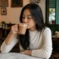 Ilustrasi seorang wanita sedang menikmati secangkir teh tarik. (Foto: AI Generate)