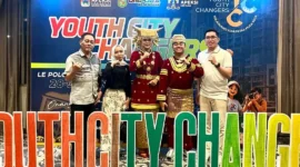 Dua pemuda berprestasi perwakilan Pemko Padang, Thayyibal Syafiq dan Tiara Rahayu saat menghadiri ajang bergengsi Youth City Changers (YCC) 2026 di Medan. (Foto: Pemko Padang)